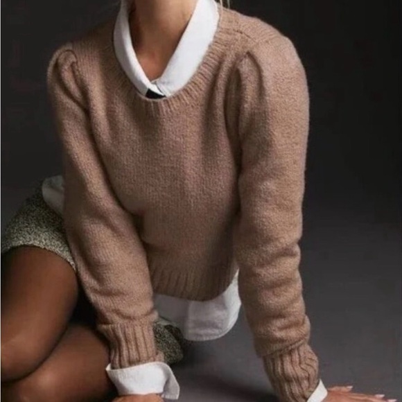 Maeve Sweaters - Maeve Light Brown Crew Neck Sweater